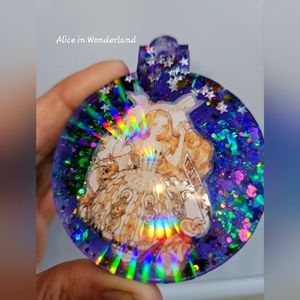 Alice in Wonderland Holographic ornament or Bag tag